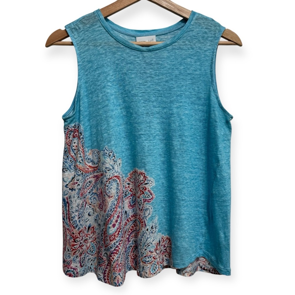 J. Jill Love Linen Portofino‎ Paisley Slub Knit Top XS Petite
